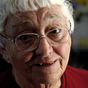 Closeup portrait of a woman in her 70s